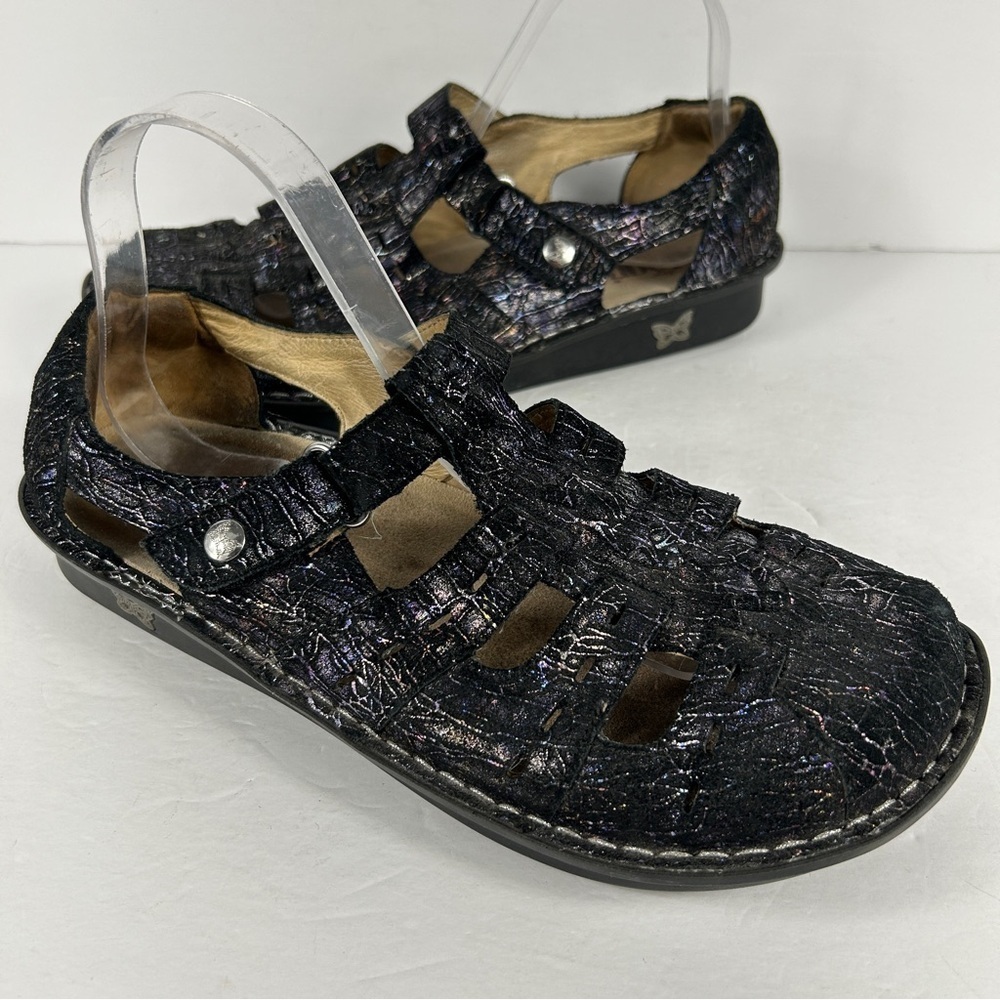 Alegria Black Textured Flats